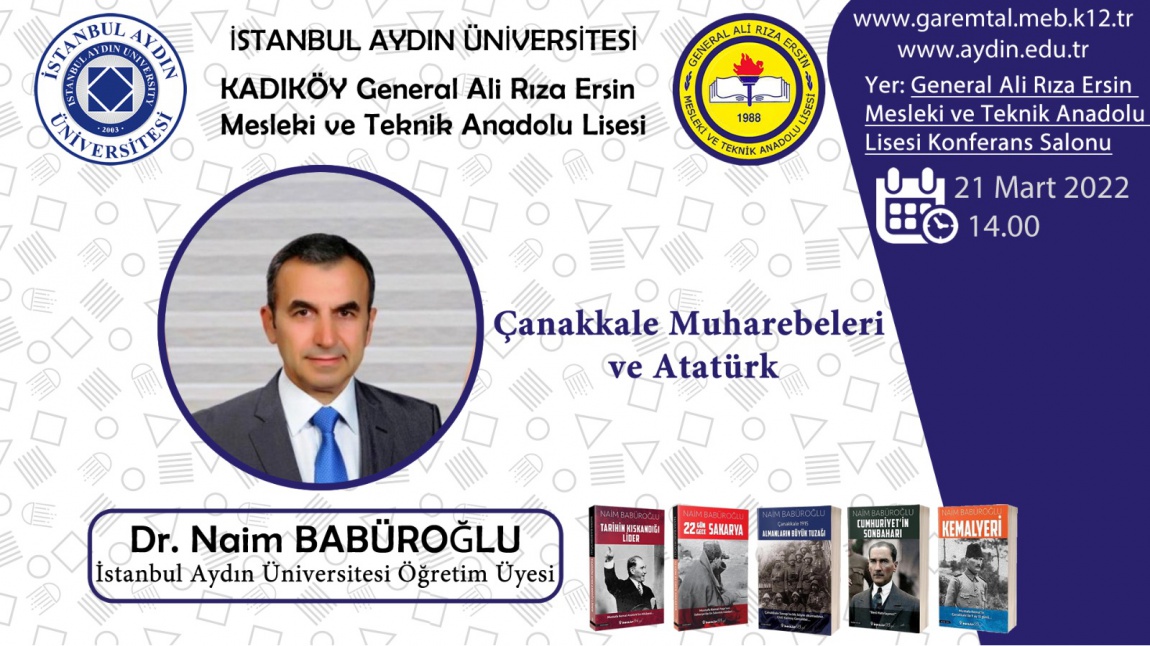 21 Mart 2022 Pazartesi Günü Saat:14.00'da Dr. Naim Babüroğlu 